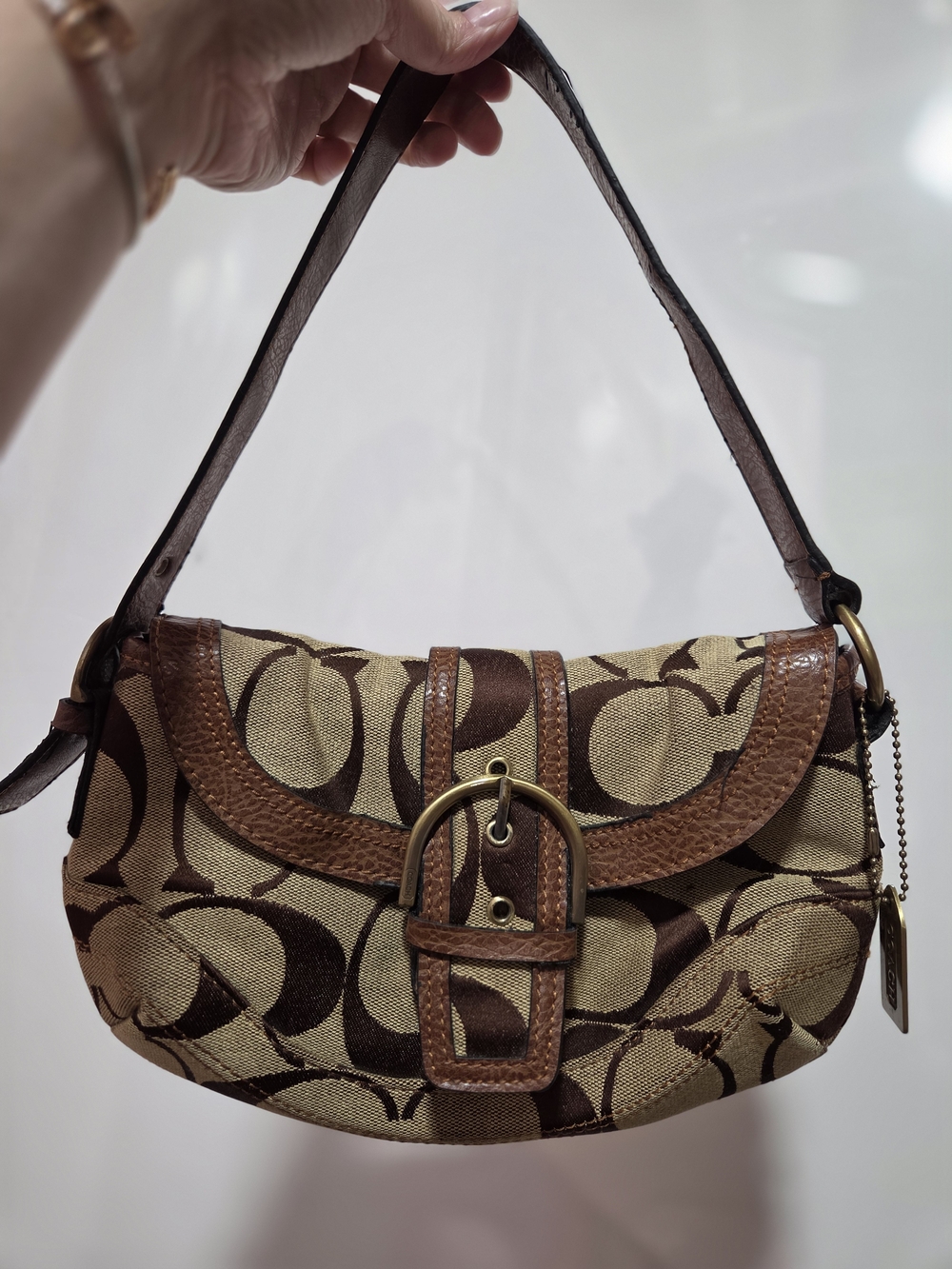 Coach Brown Signature Canvas Shoulder Bag